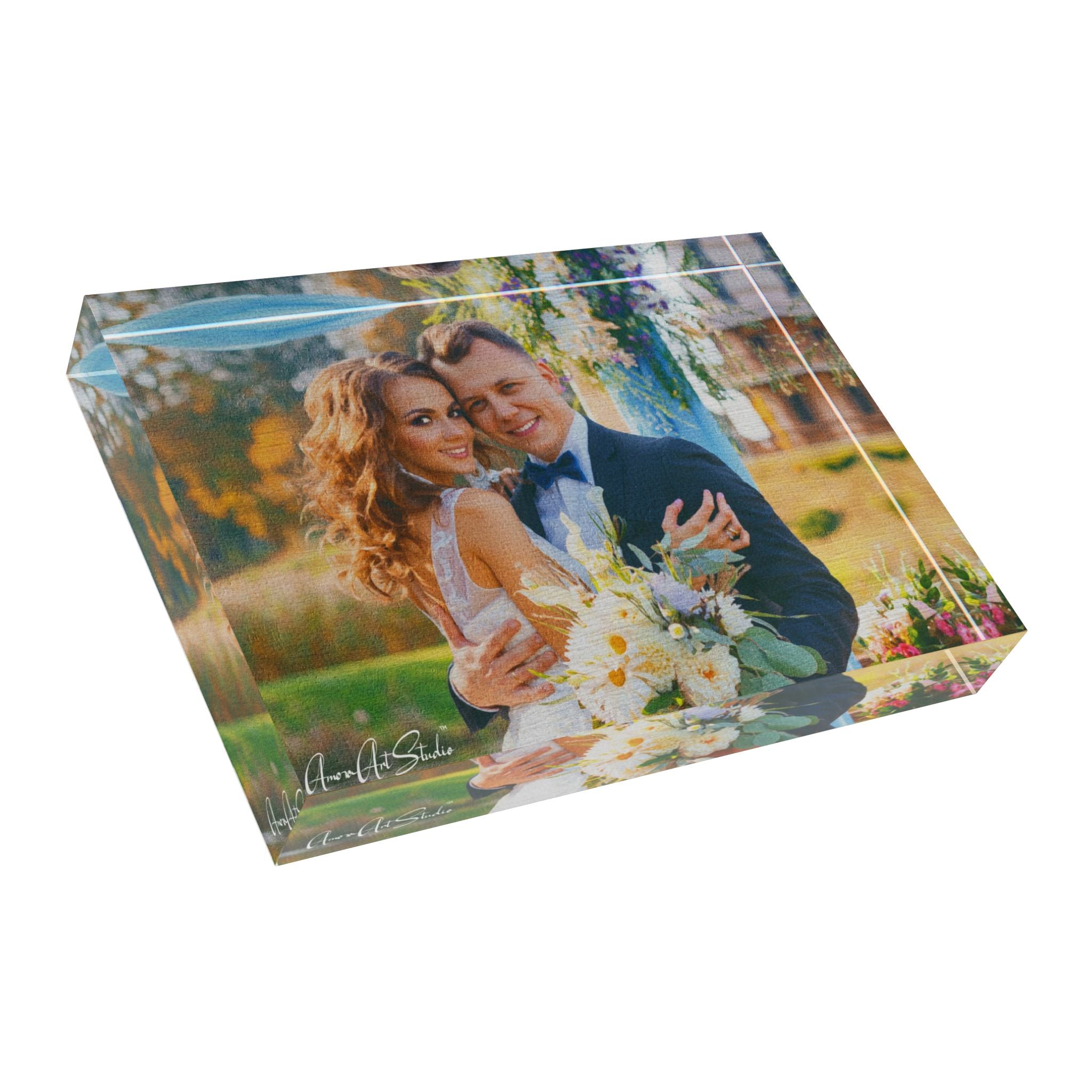 Wedding Crystal Portrait Block