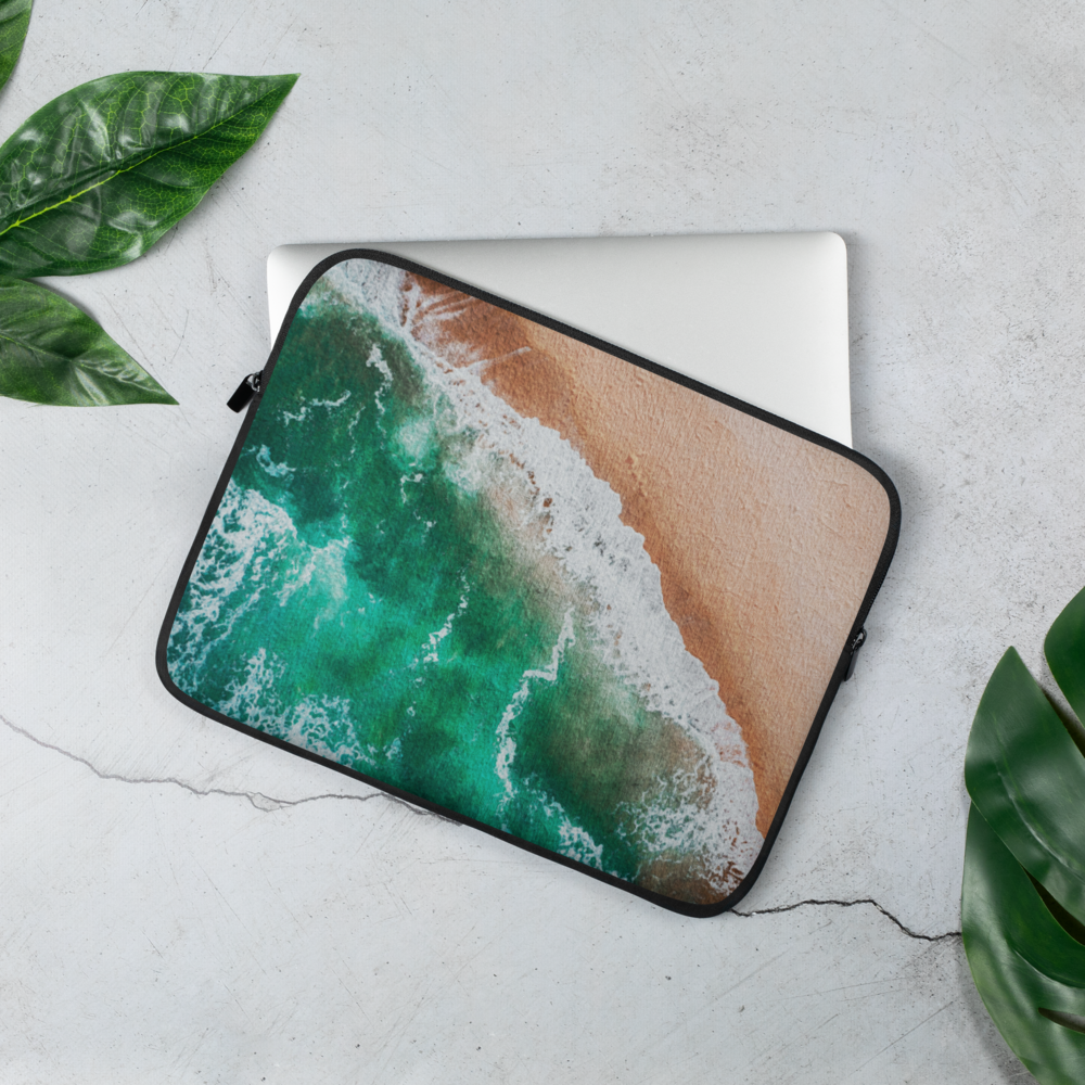 Coastal ocean wave oil painting style laptop sleeve 13 inch neoprene water resistant
