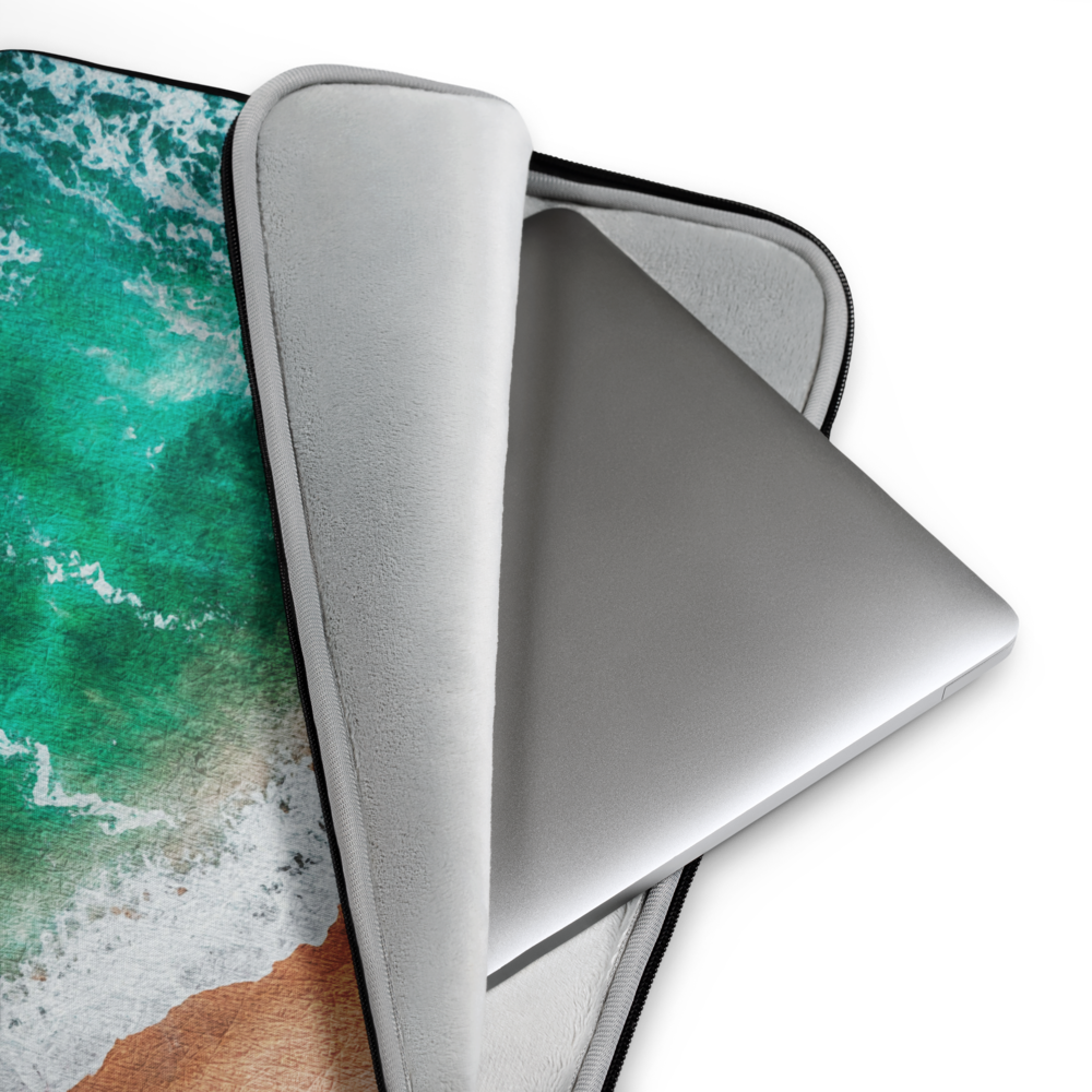 Coastal ocean wave oil painting style laptop sleeve 13 inch neoprene water resistant - product detail