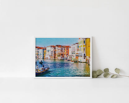 Custom landscape photo transformed into oil painting style framed poster print wall art