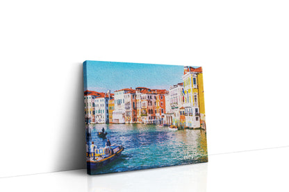 Custom landscape photo transformed into oil painting style canvas print wall art
