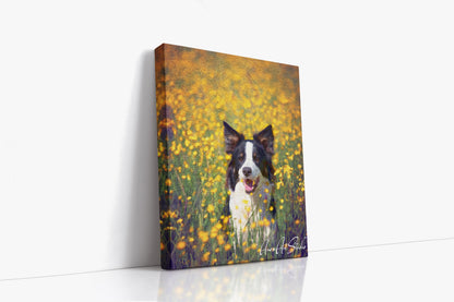 Custom pet portrait photo transformed into oil painting style canvas print pet lover gift