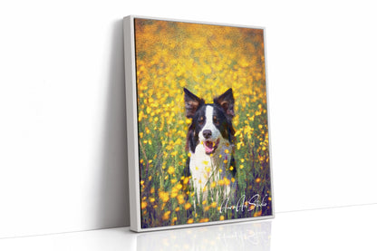 Custom pet portrait oil painting style framed canvas print pet lover wall art gift