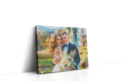 Custom wedding photo transformed into oil painting style canvas print anniversary gift
