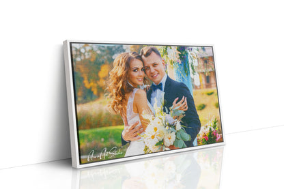 Custom wedding photo oil painting style framed canvas print anniversary wall art gift