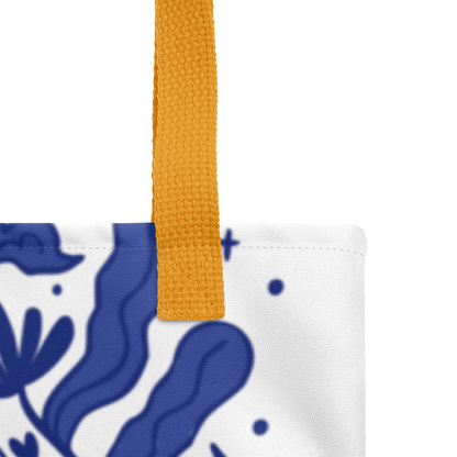 Floral dreamscape tote bag close up detail vibrant botanical print