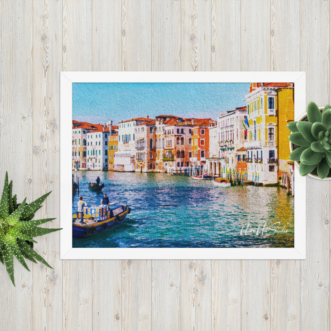 Custom landscape painting framed poster print personalized wall art home decor gift - room mockup