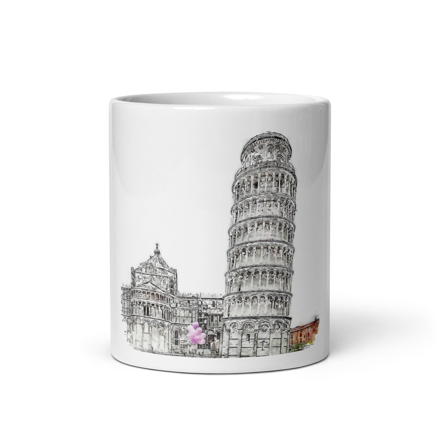 European City Mug Pisa – watercolor illustration of the Leaning Tower of Pisa