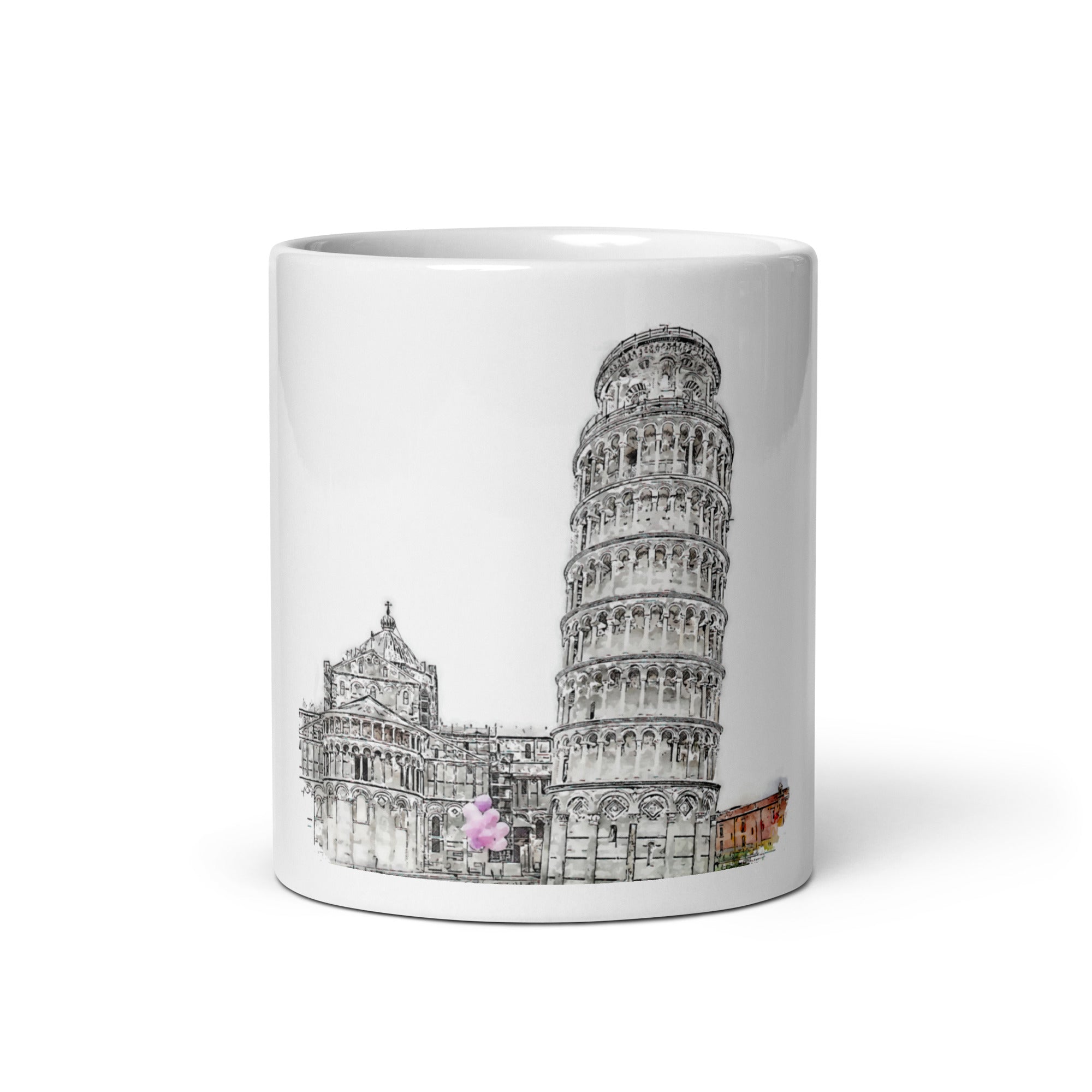 European City Mug Pisa – watercolor illustration of the Leaning Tower of Pisa