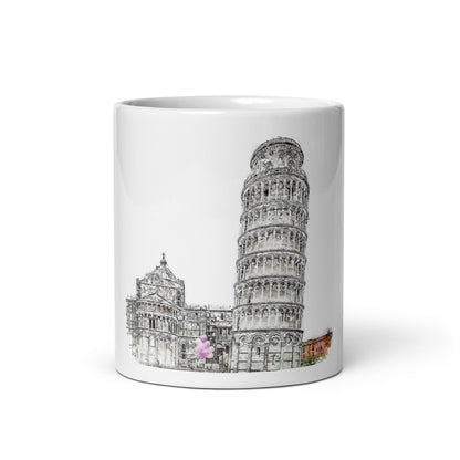 European City Mug Pisa – watercolor illustration of the Leaning Tower of Pisa