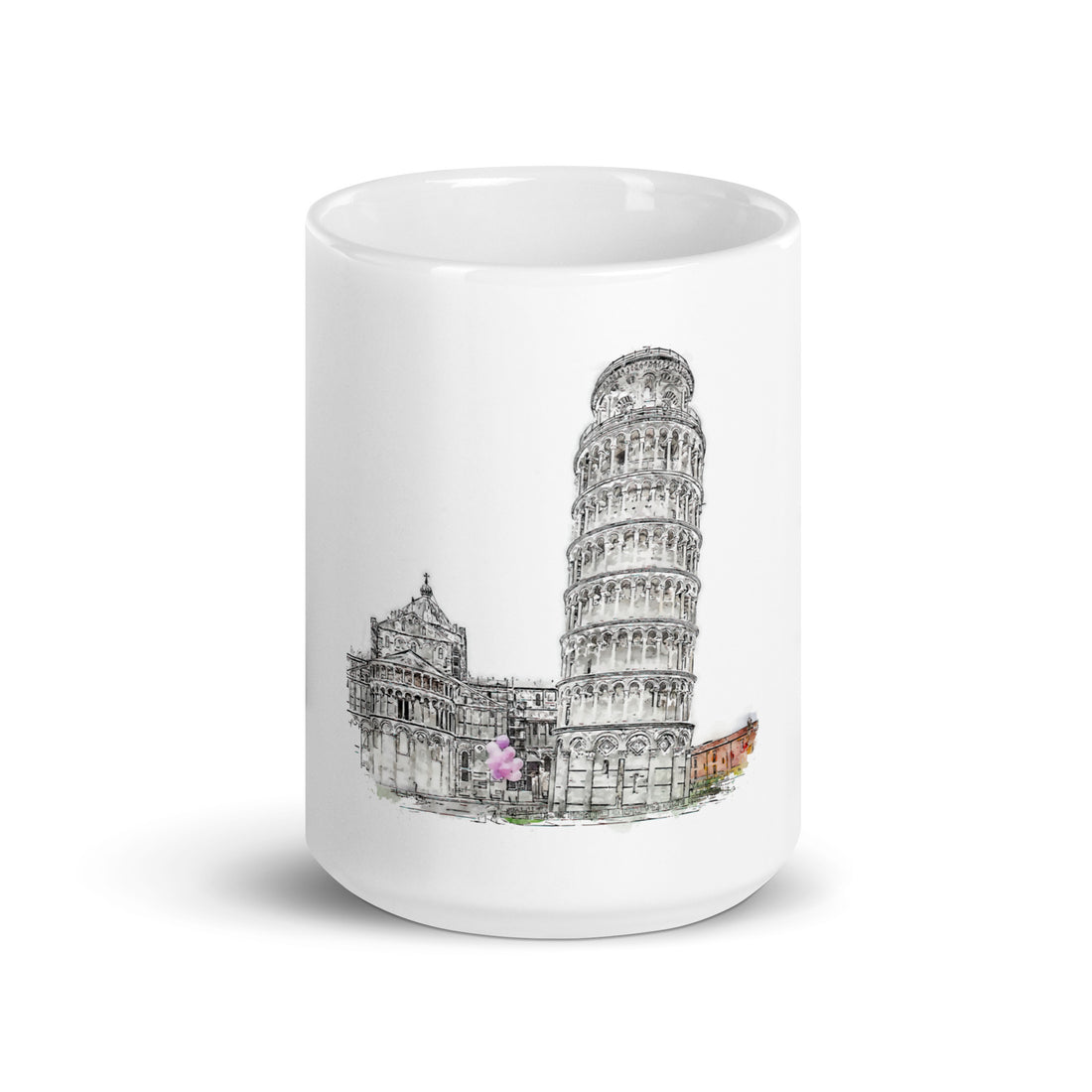European City Mug Pisa – watercolor illustration of the Leaning Tower of Pisa