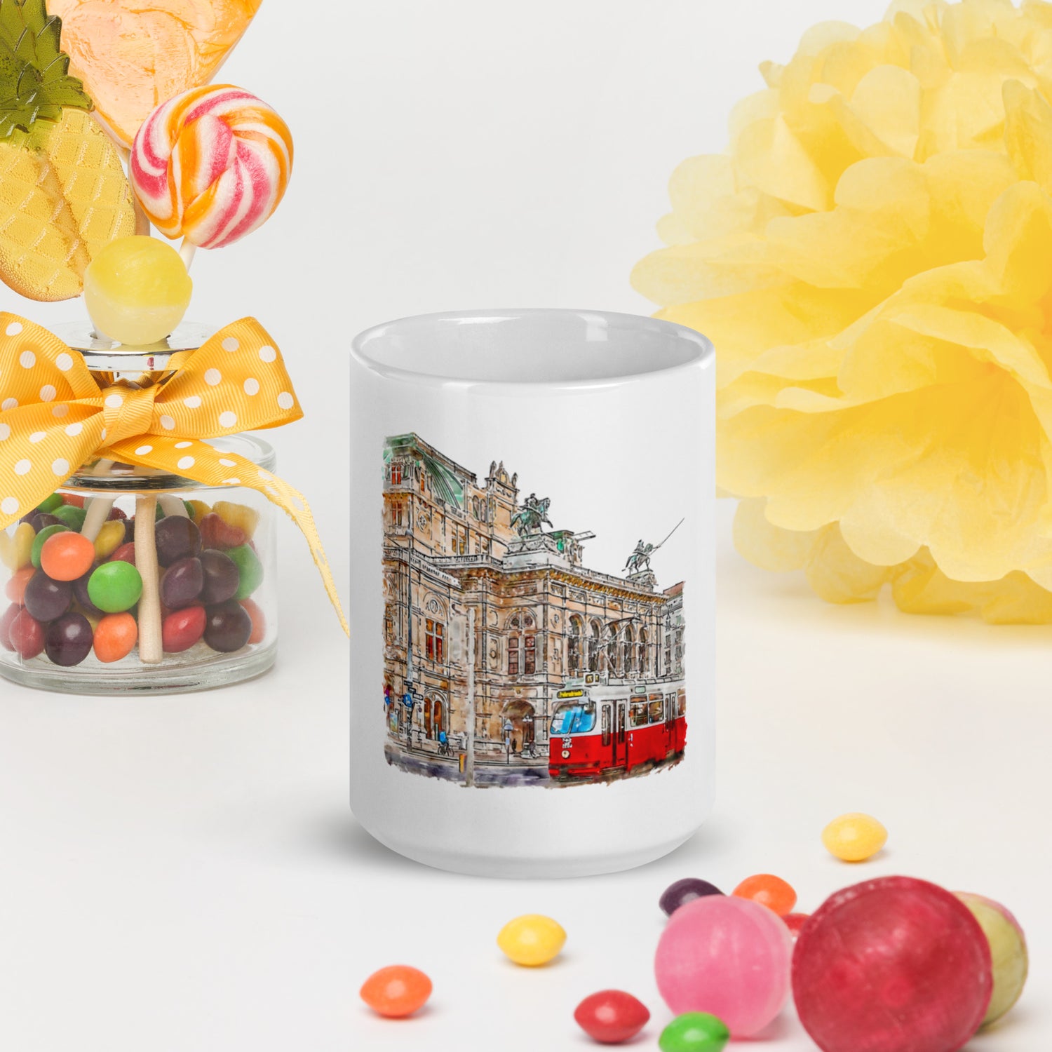 European City Mug Vienna – 15oz white ceramic coffee mug gift for travelers