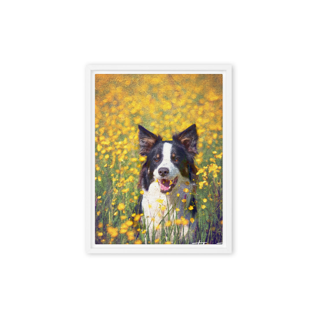 Custom pet portrait oil painting style framed canvas print pet lover wall art gift - room mockup