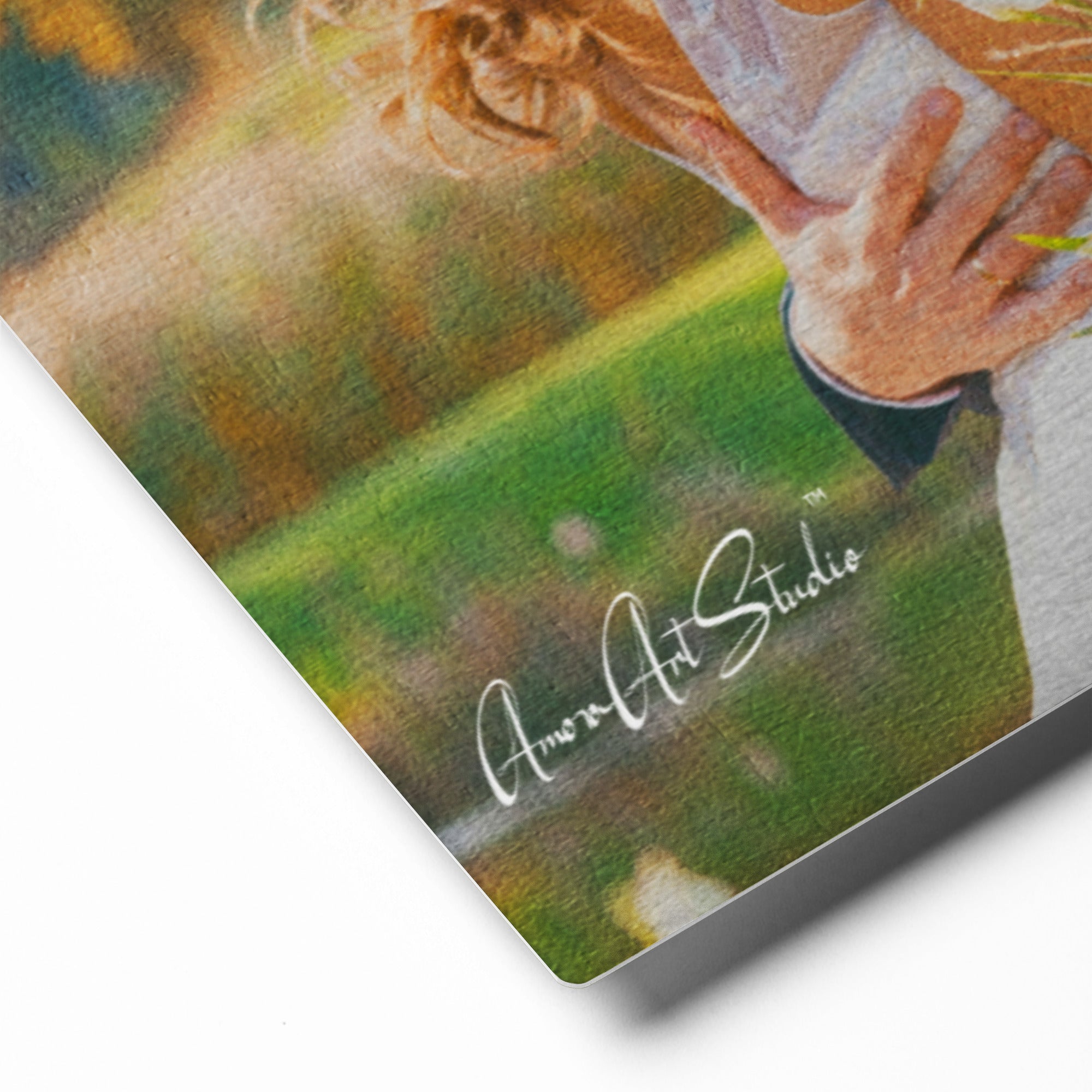 Custom wedding photo transformed into oil painting style HD glossy metal print anniversary gift - product detail